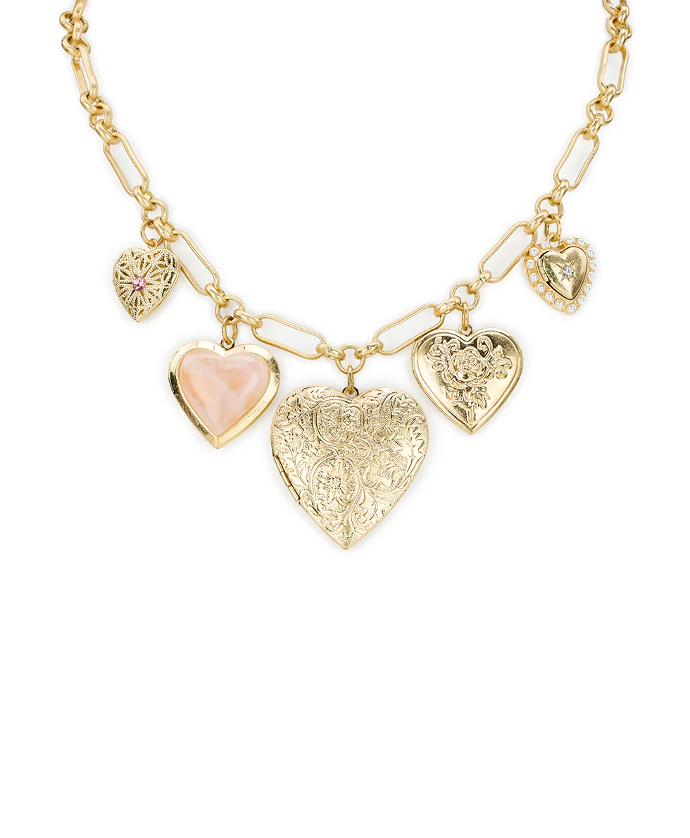 5 Locket Charm Necklace - Love Locket