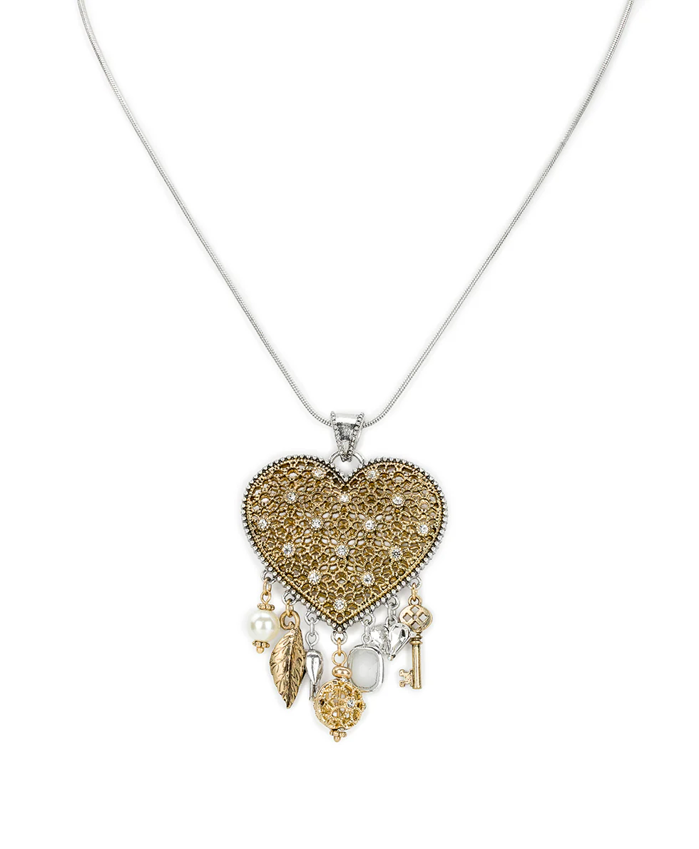 Adjustable Heart Necklace - Filigree