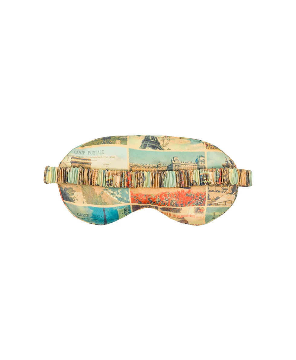Boxed Travel Pillow and Eye Mask Set - Woven Poly - Postcards From Paris - Image 4
