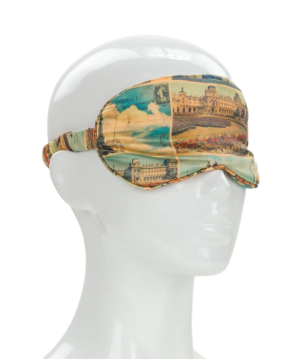 Boxed Travel Pillow and Eye Mask Set - Woven Poly - Postcards From Paris - Image 5
