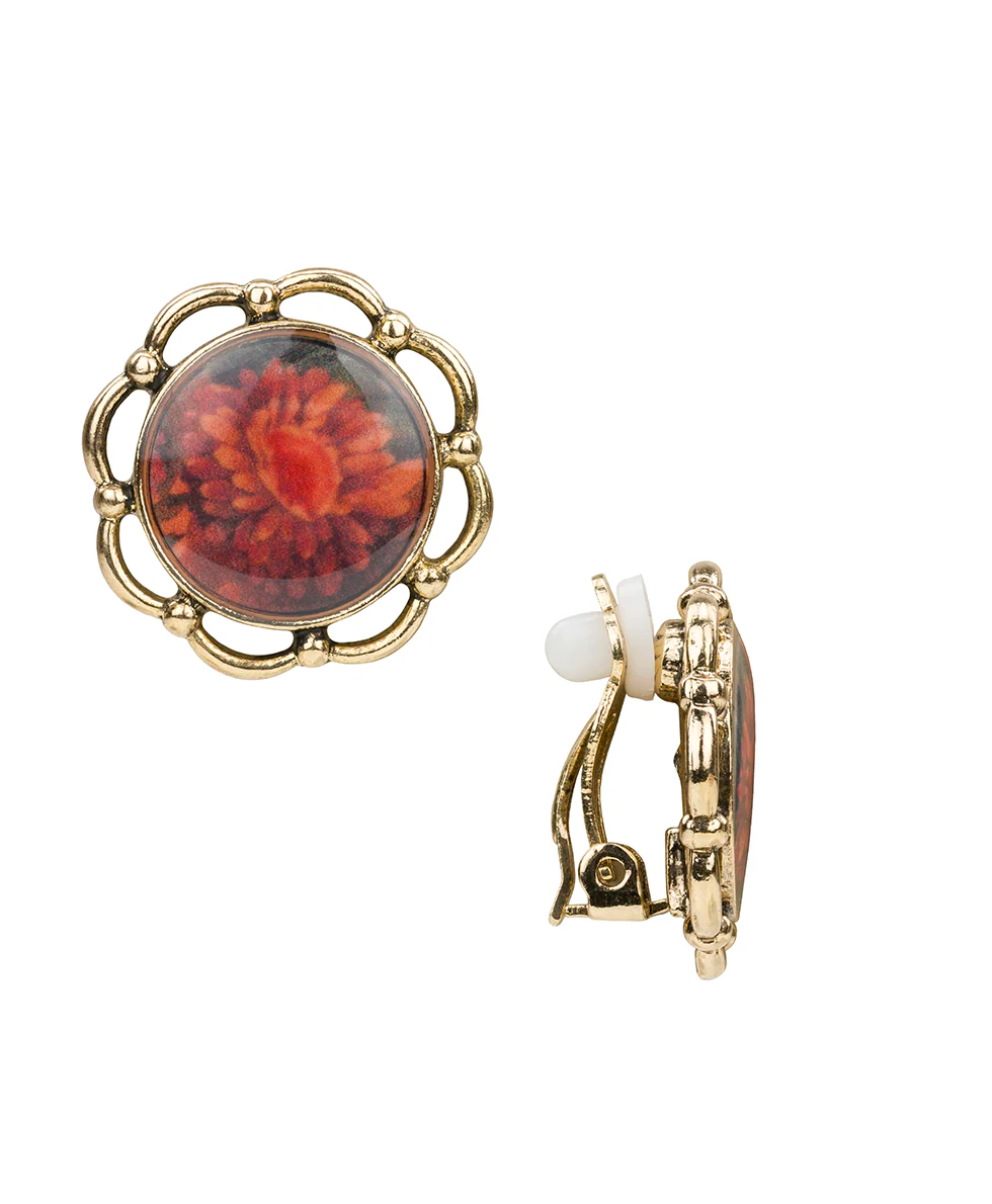 Button Clip Earrings - Multi Print