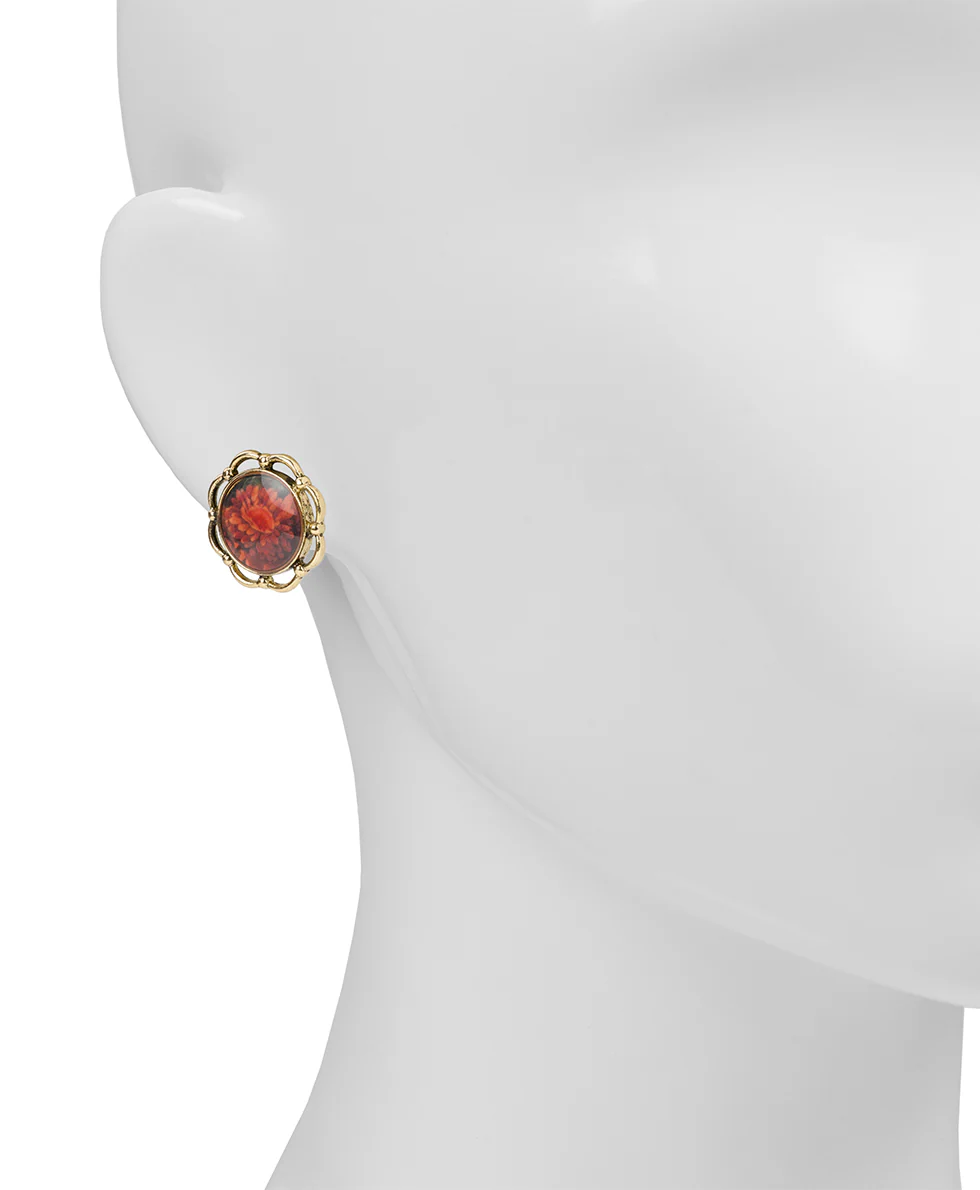 Button Clip Earrings - Multi Print - Image 2