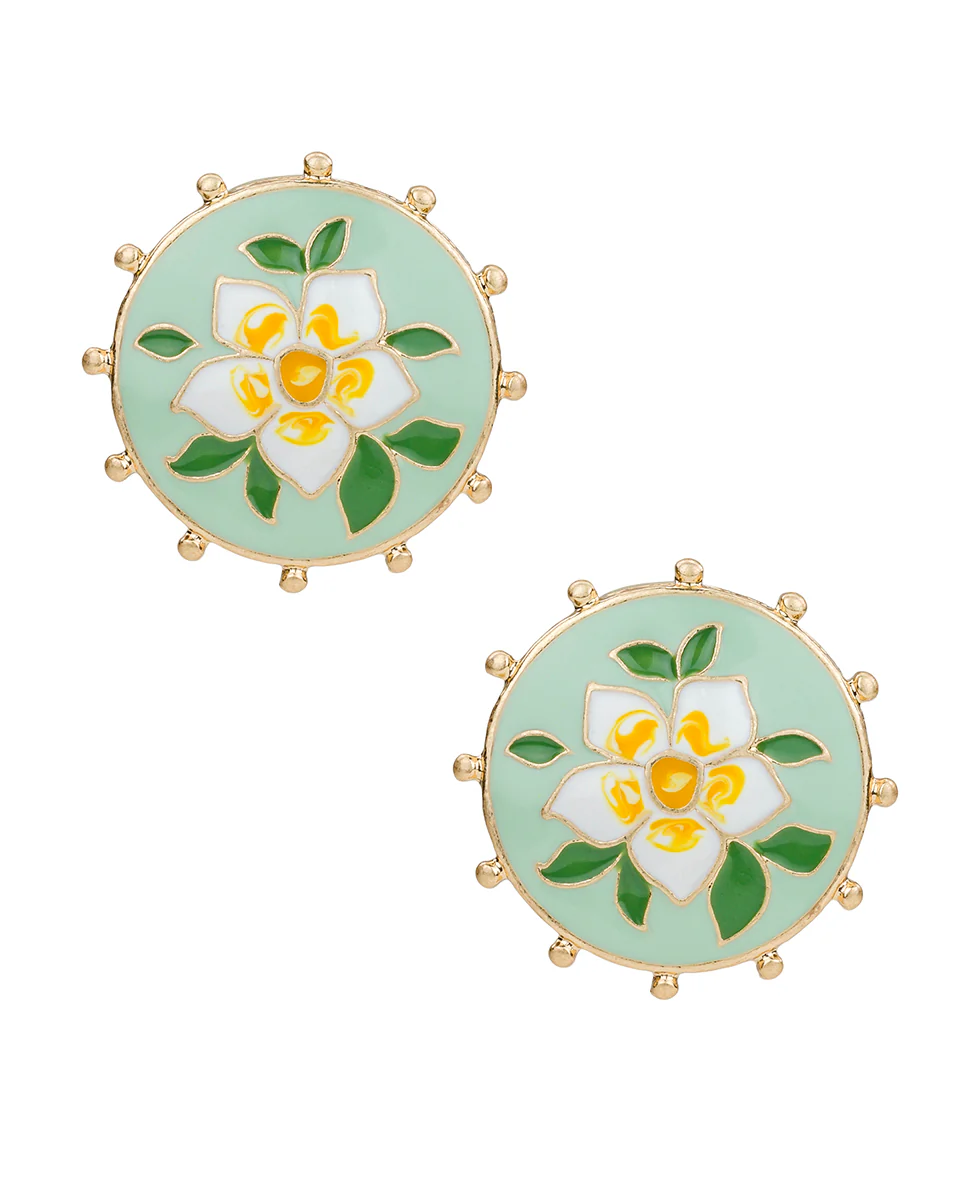 Button Post Earrings - Cloisonne Collection