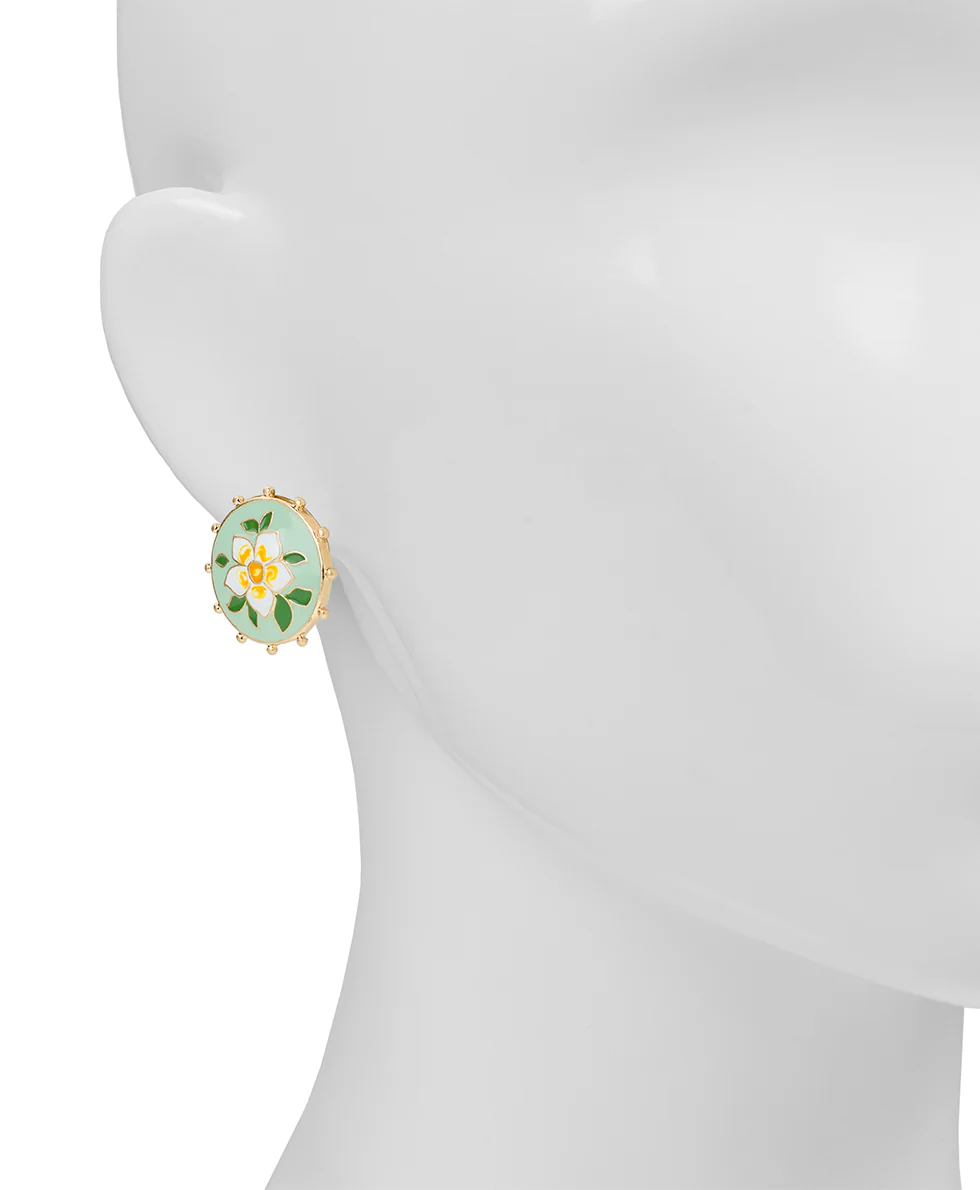 Button Post Earrings - Cloisonne Collection - Image 2
