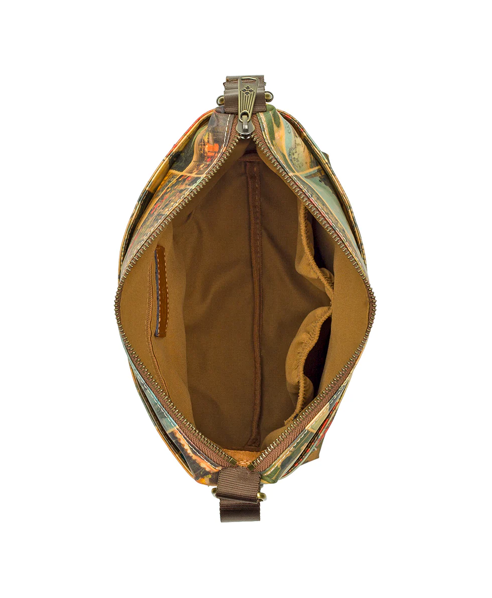 Carmini Crossbody - Patina Coated Linen Canvas - Postcards From Paris - Image 4