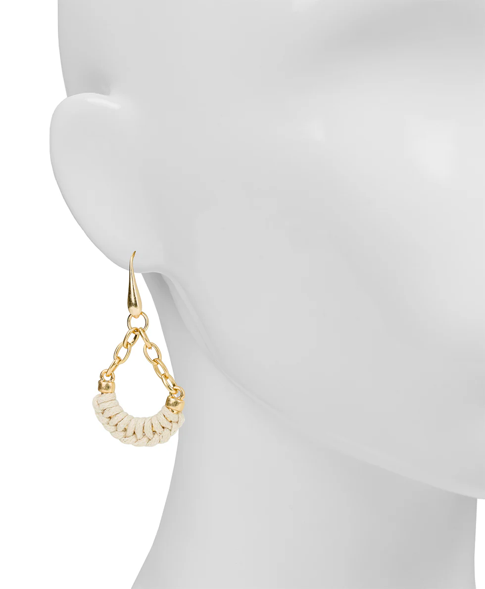 Chain Drop Earrings - Raffia Collection - Image 2
