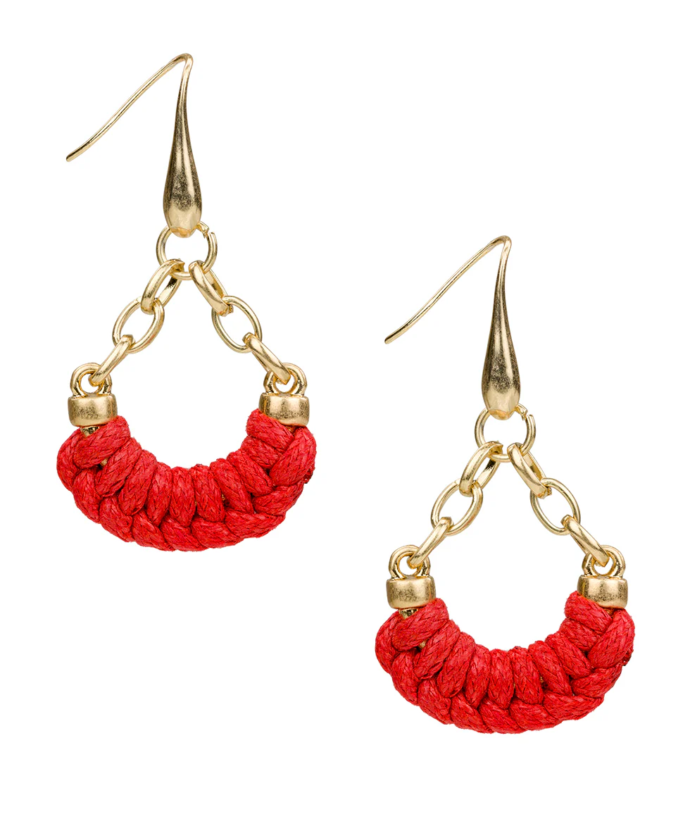 Chain Drop Earrings - Raffia Collection - Image 3