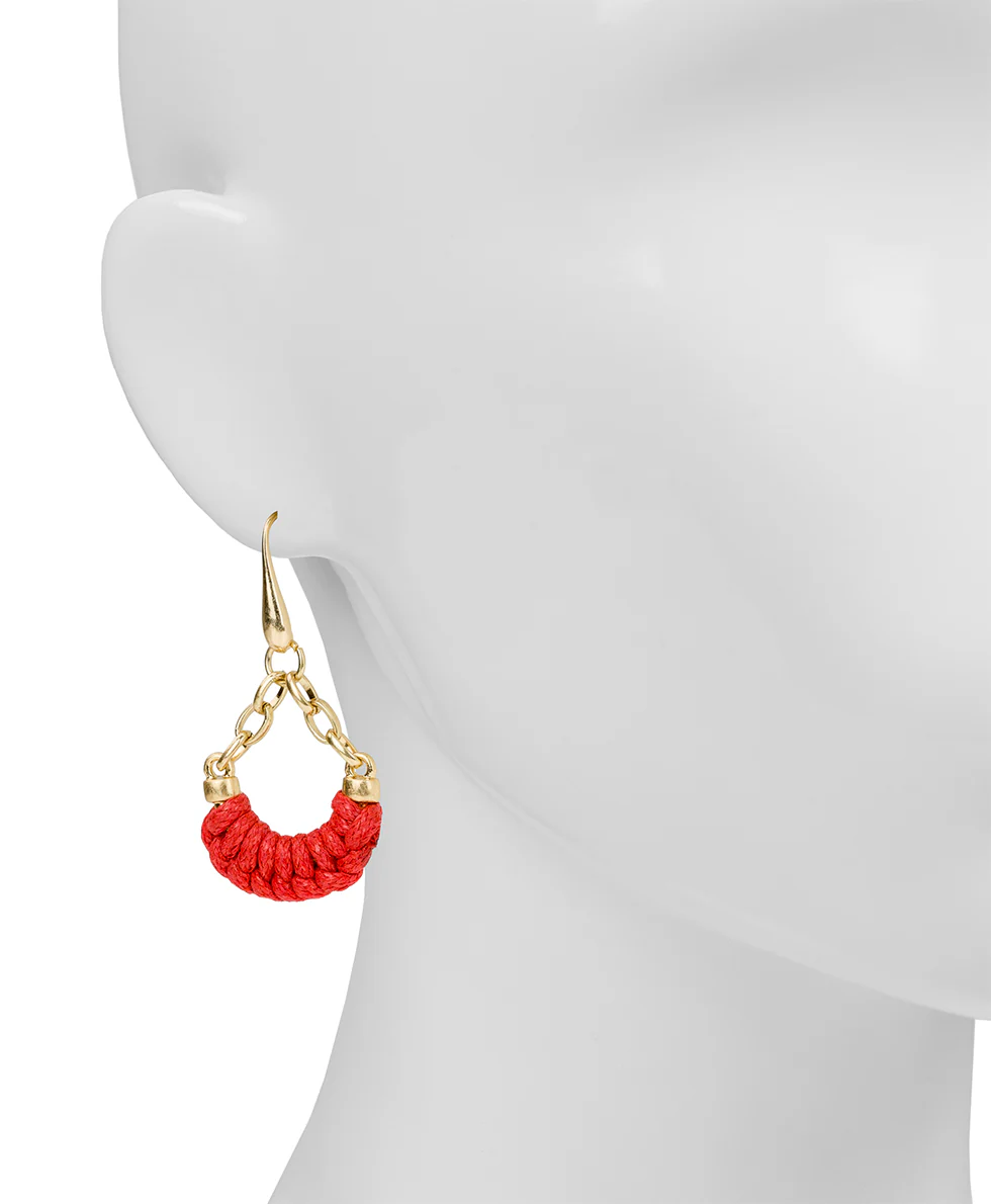 Chain Drop Earrings - Raffia Collection - Image 4