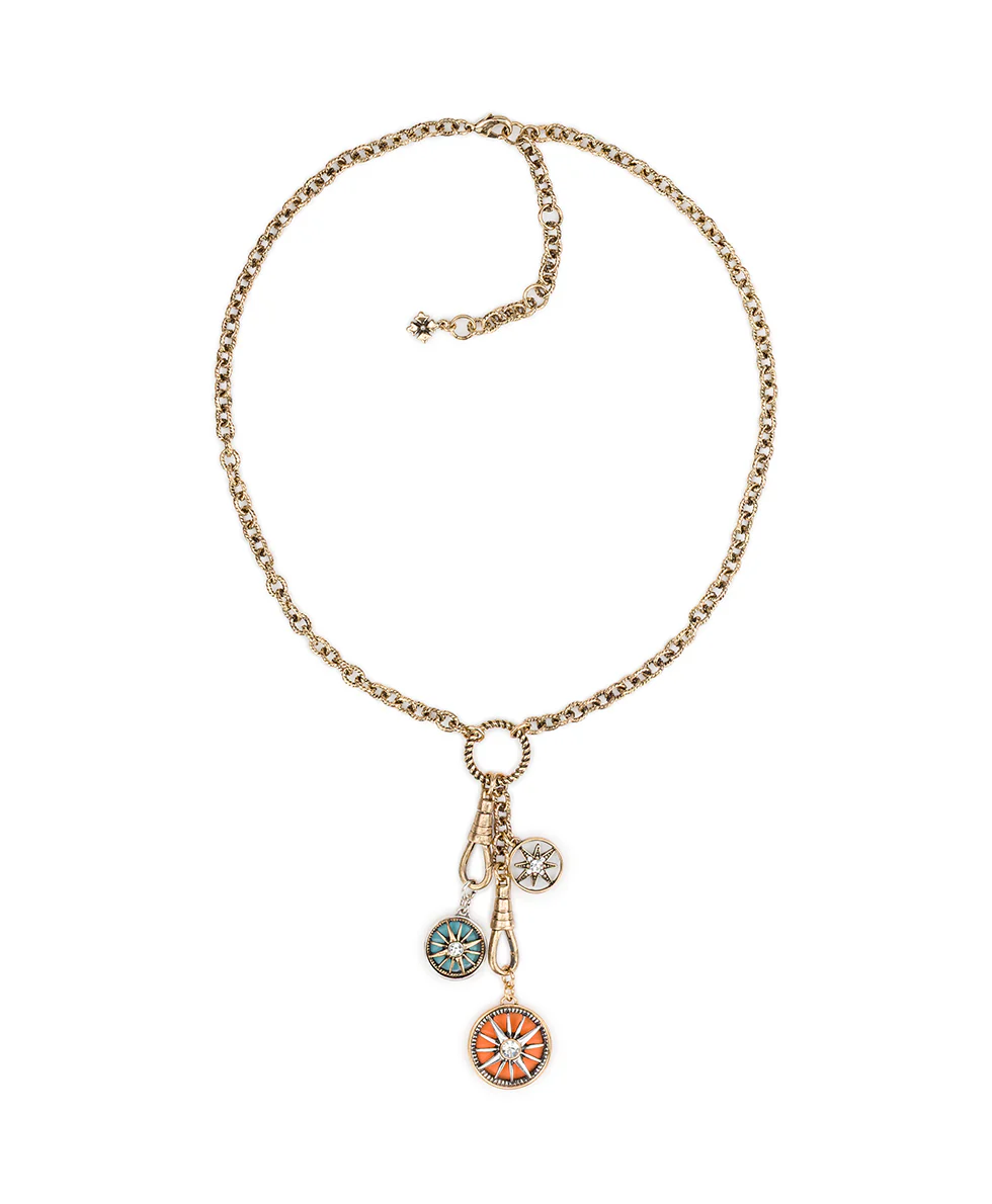 Charm Dangle Necklace - Colored Compass Collection - Image 2