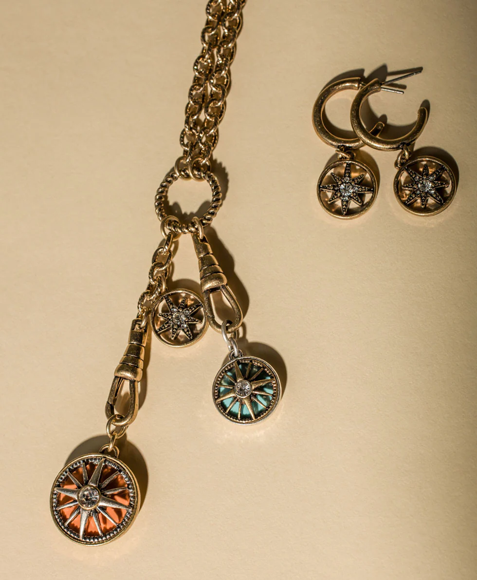 Charm Dangle Necklace - Colored Compass Collection - Image 5