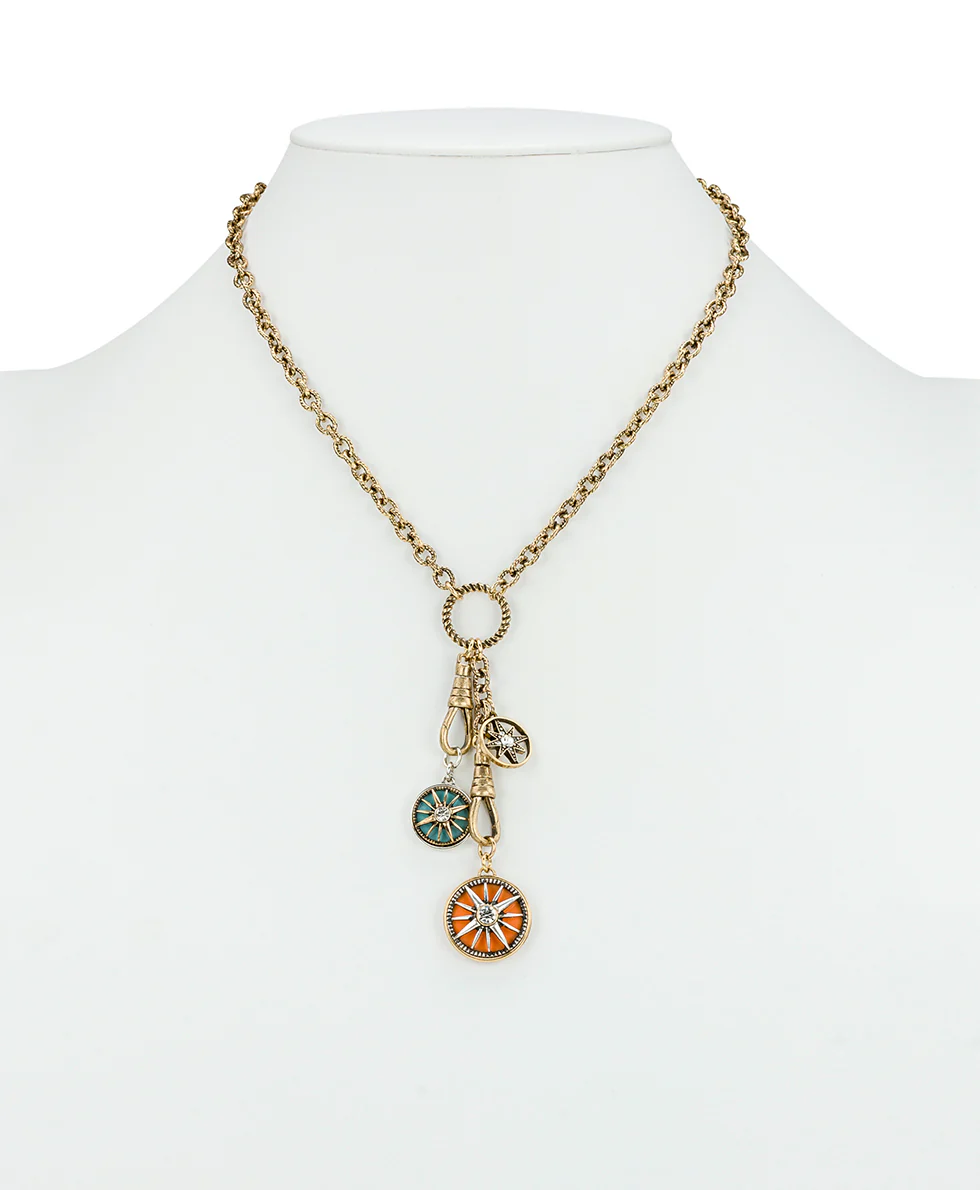 Charm Dangle Necklace - Colored Compass Collection - Image 6