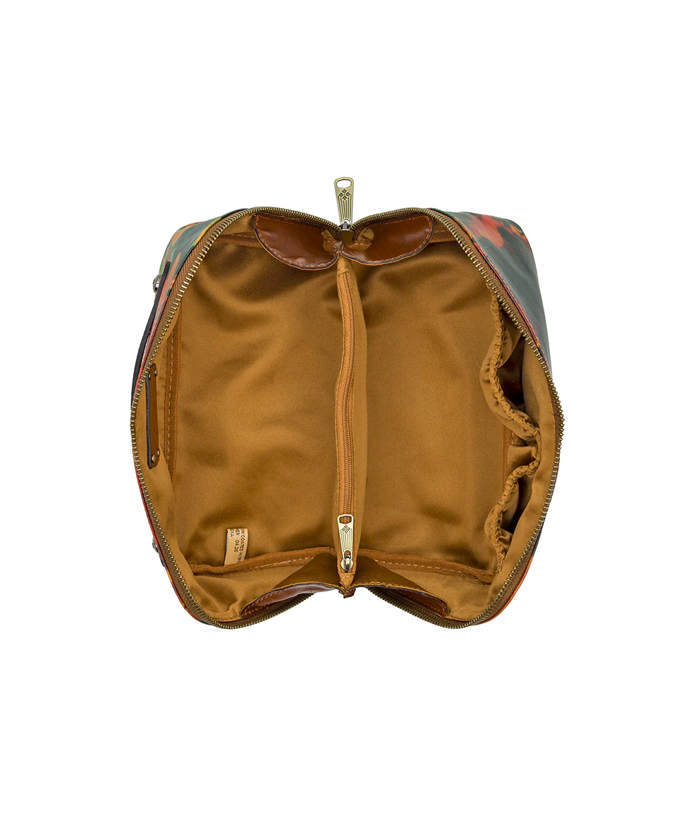 Clancy Cosmetic Case - Patina Coated Linen Canvas - Multi Print - Image 4