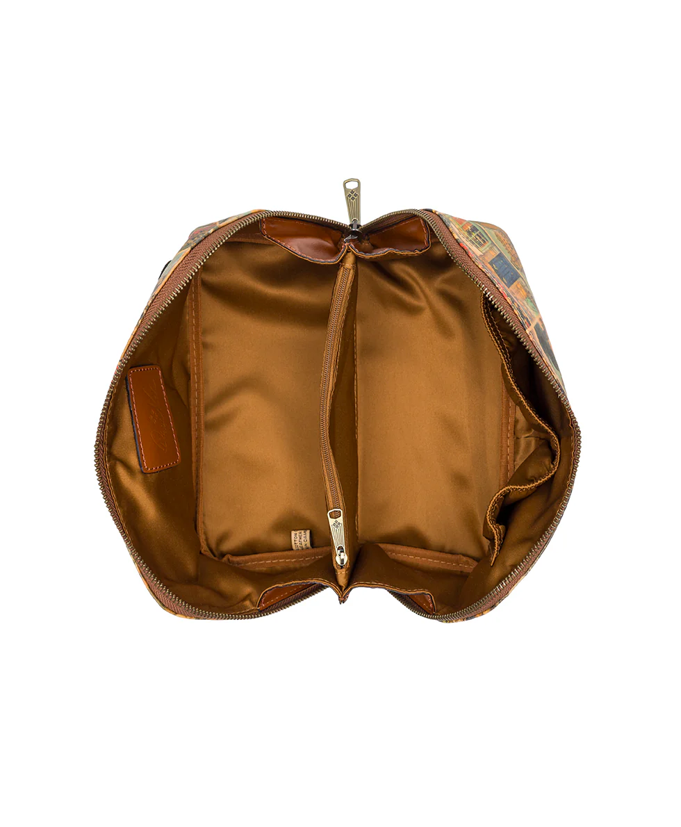 Clancy Cosmetic Case - Patina Coated Linen Canvas - Postcards From Paris - Image 4