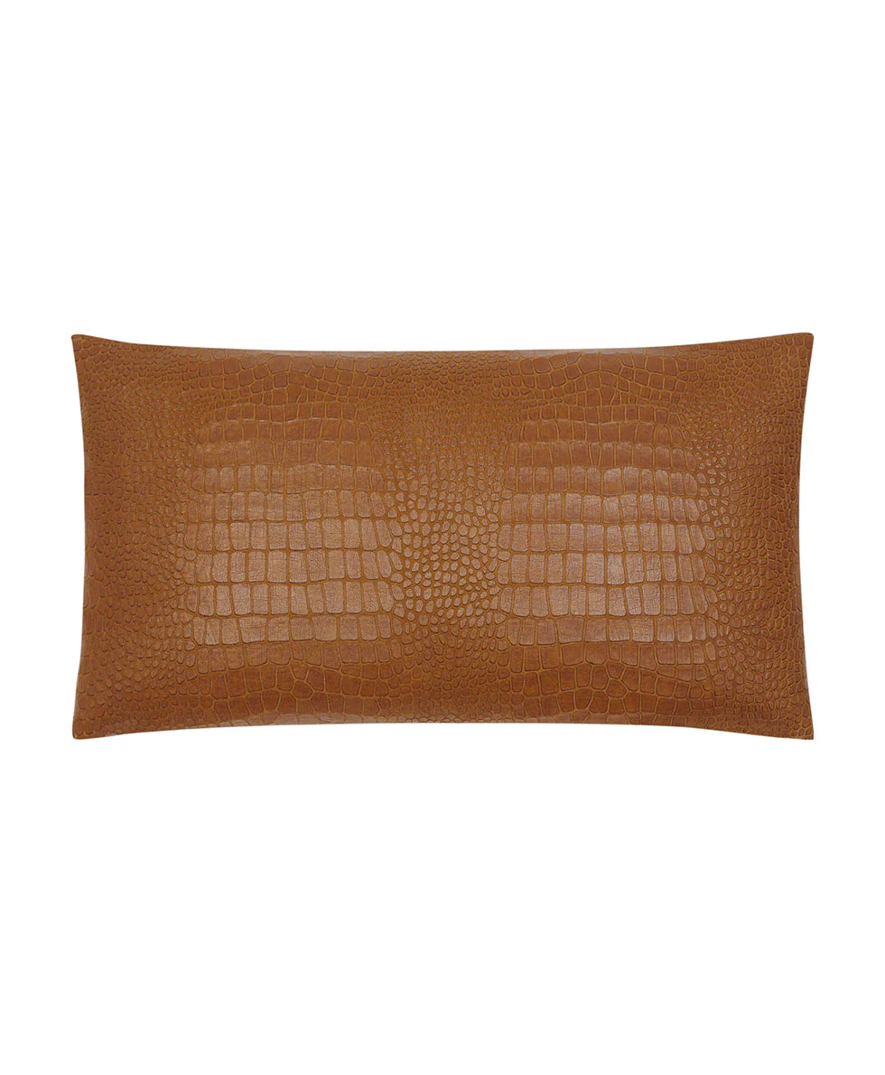 Croc Embossed Decorative Pillow - Faux Croc Leather Collection - Image 3