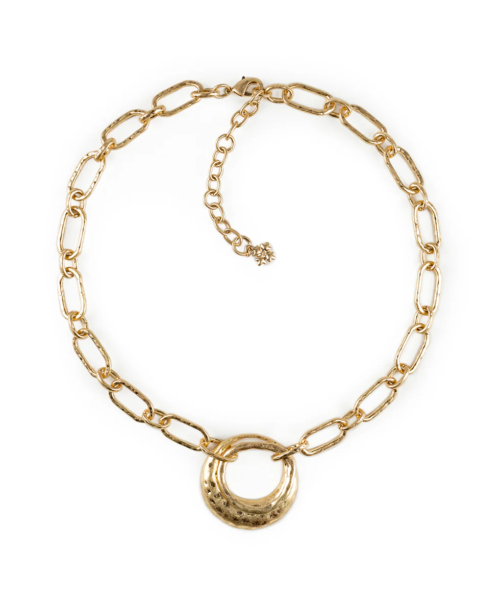 Double Circle Necklace - Hammered - Image 4