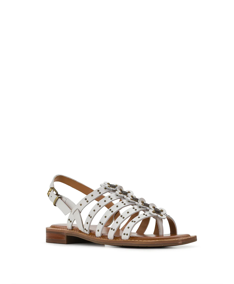 Erba Sandals - Studded - Chalk White