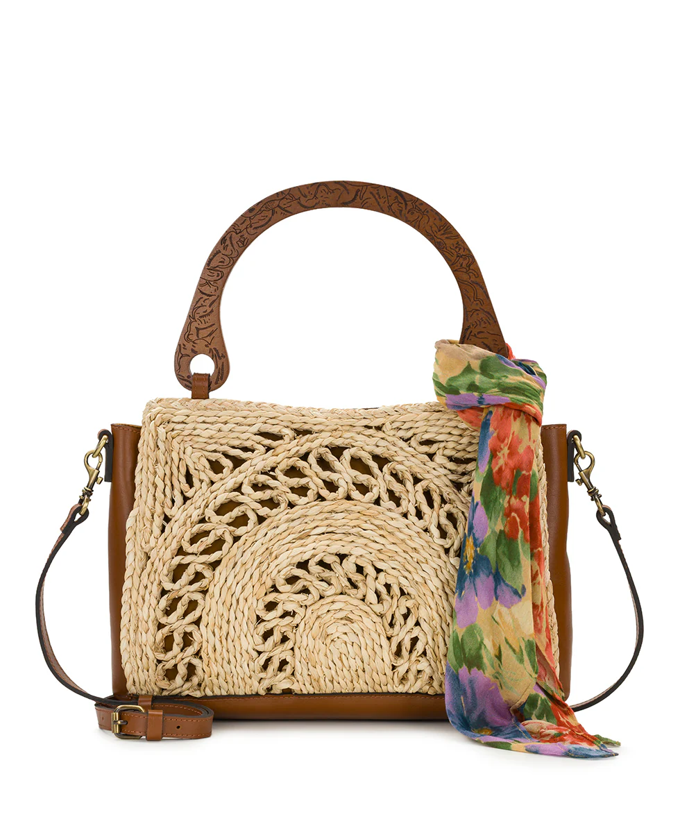 Estelle Straw Tote with Scarf - Specialty Woven