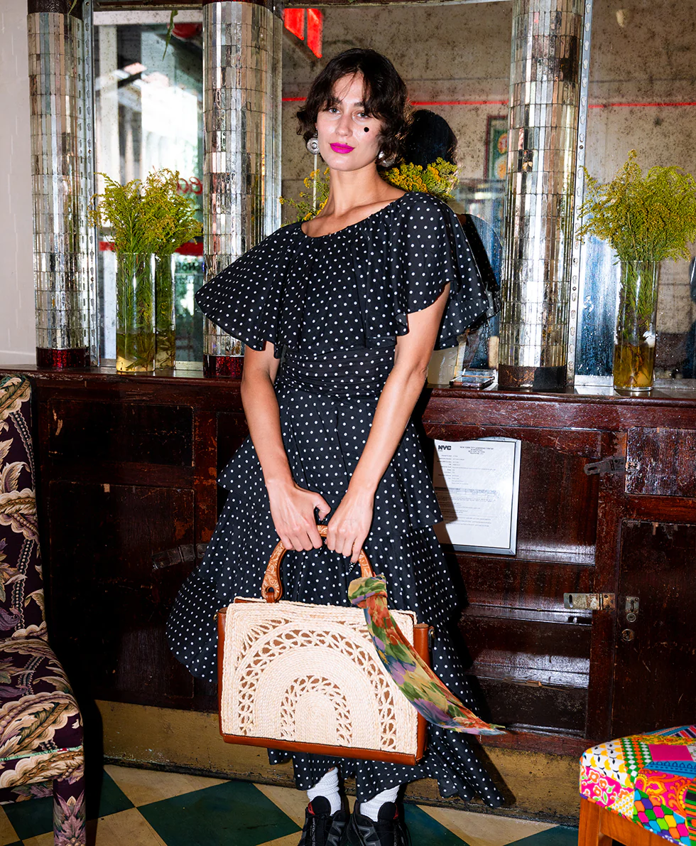 Estelle Straw Tote with Scarf - Specialty Woven - Image 4