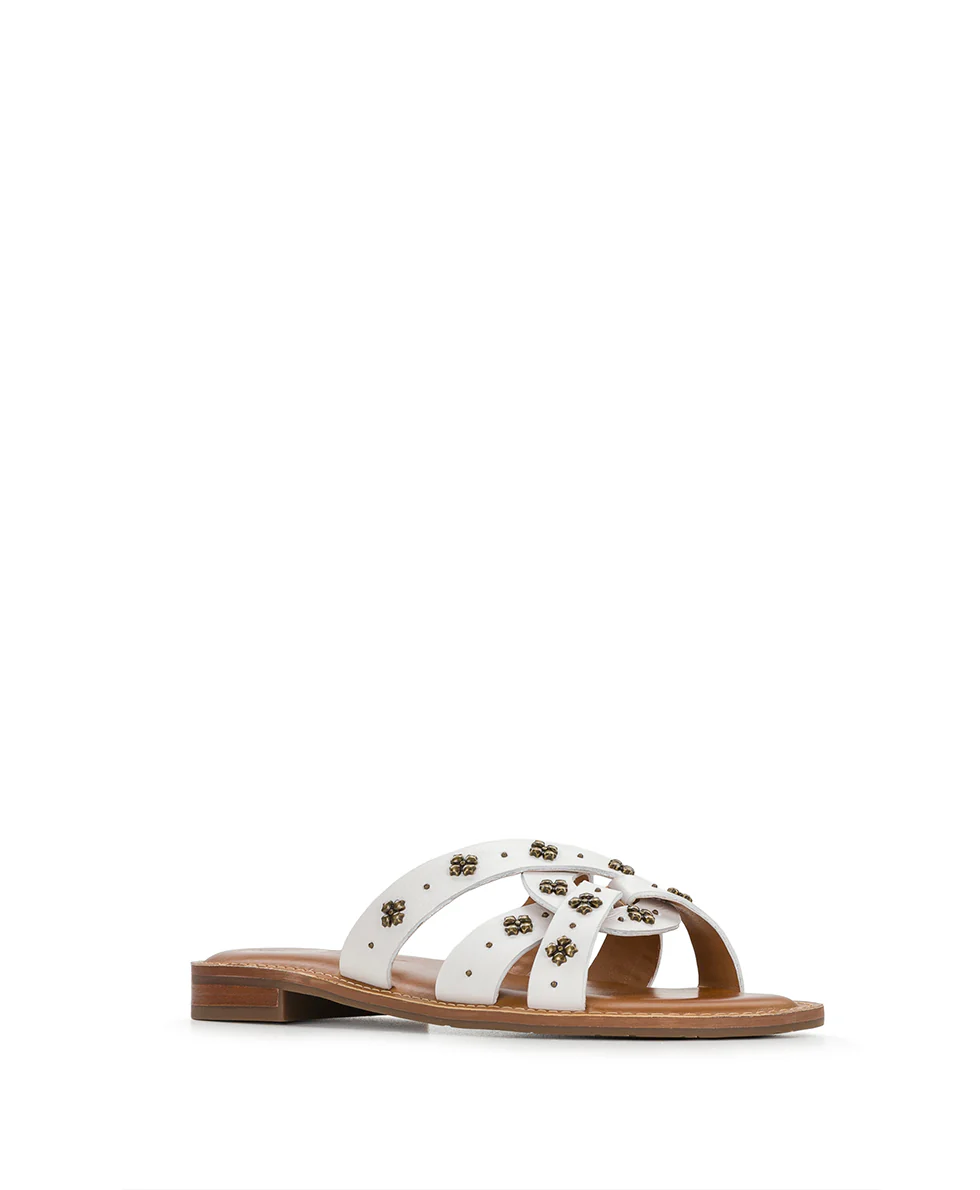 Felicita Sandal - Floret Studded - Chalk White