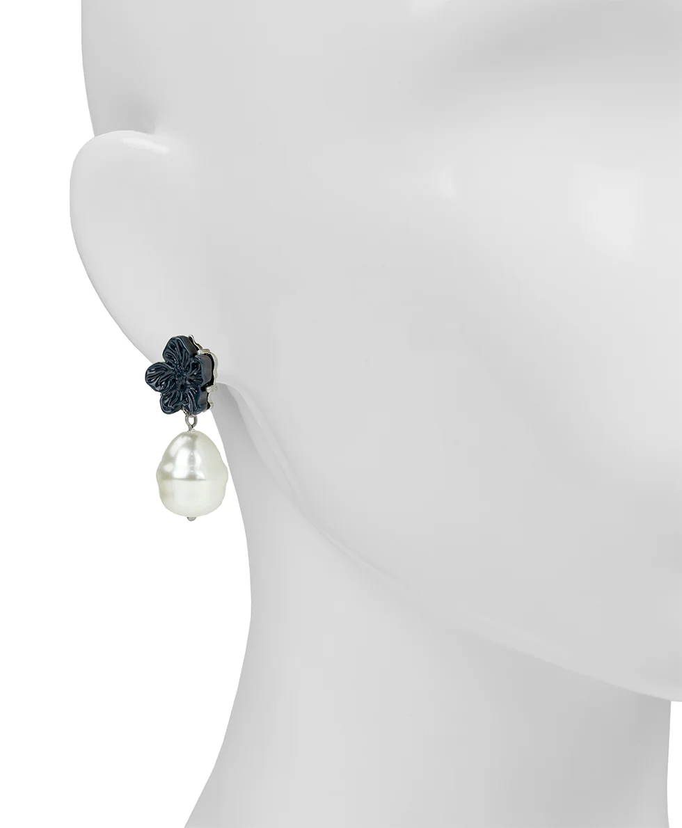 Flower with Pearl Earrings - Floral Resin Collection - Image 2