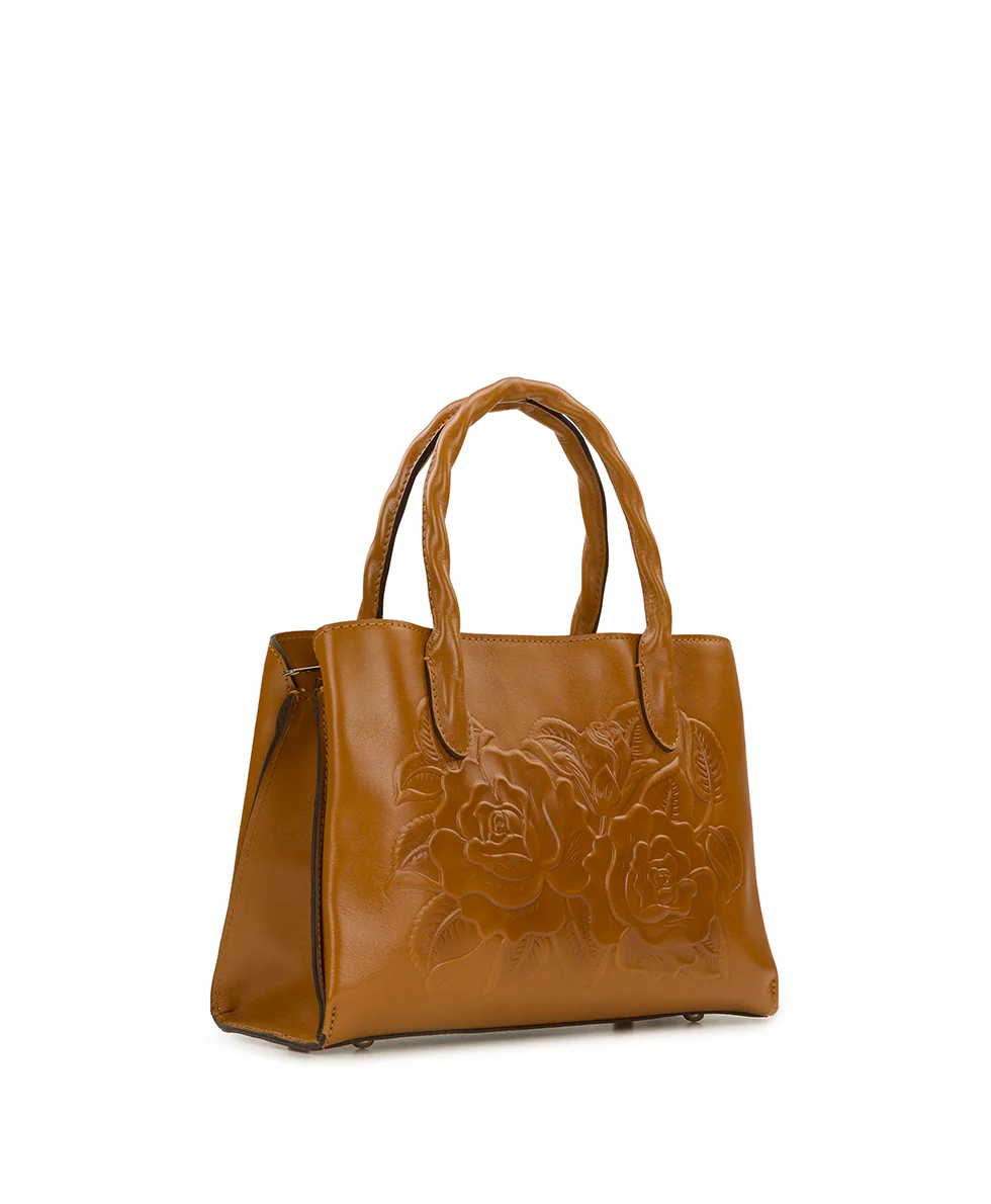 Genovese Satchel - Vintage Veg Tan Rose Tooled - Image 3