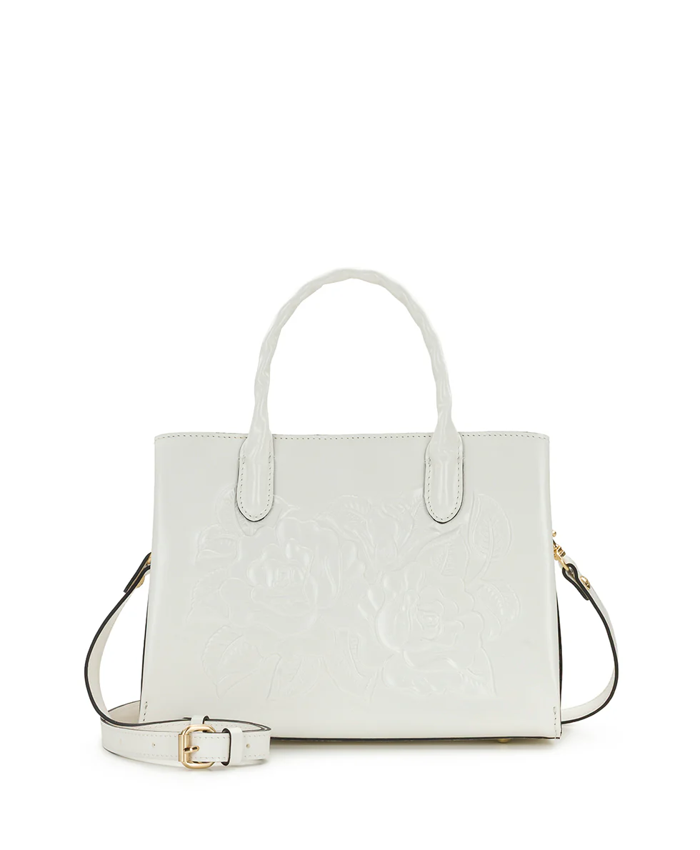 Genovese Satchel - Vintage Veg Tan Rose Tooled - Image 6
