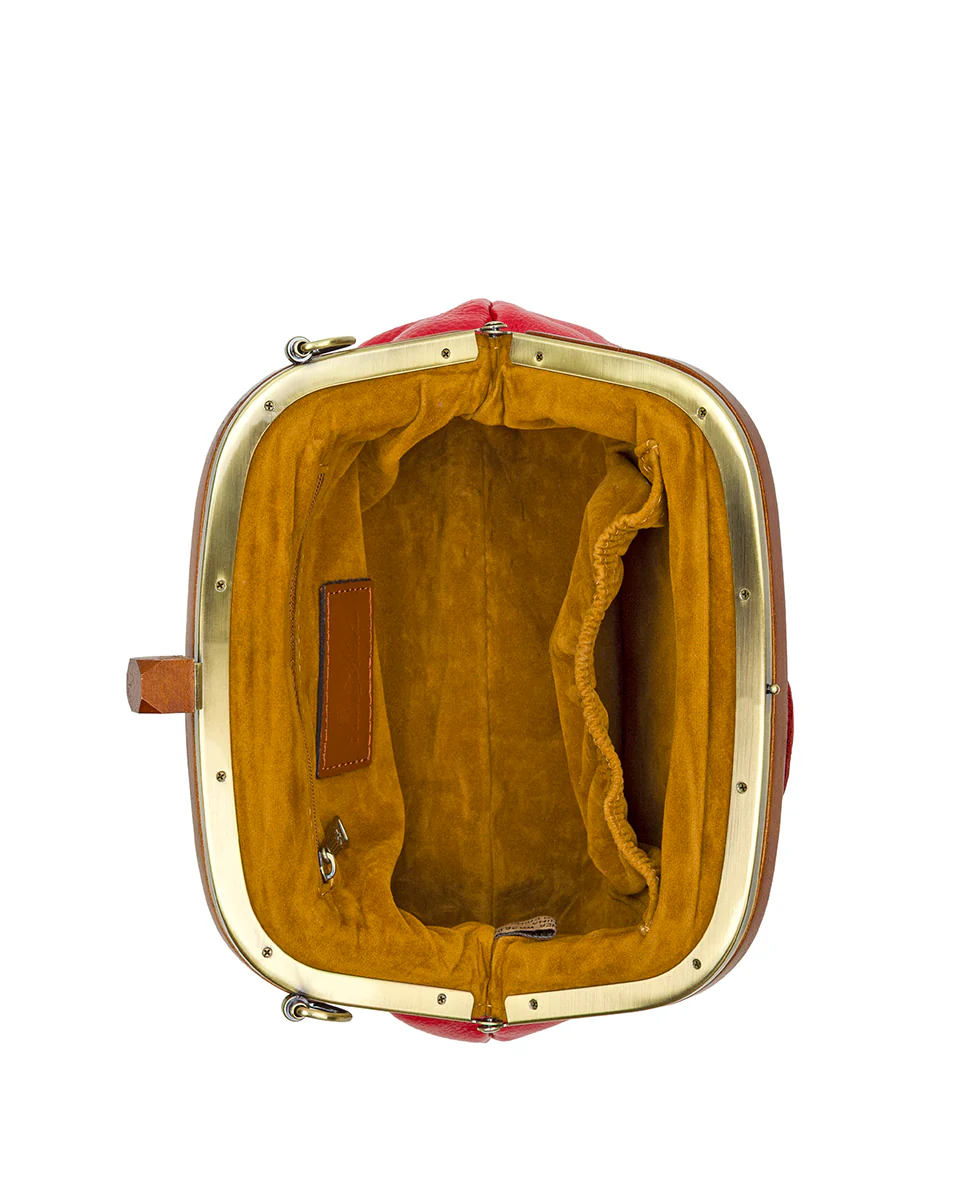 Joelle Wooden Frame Crossbody - Rugged Natural Grain Leather - Image 5
