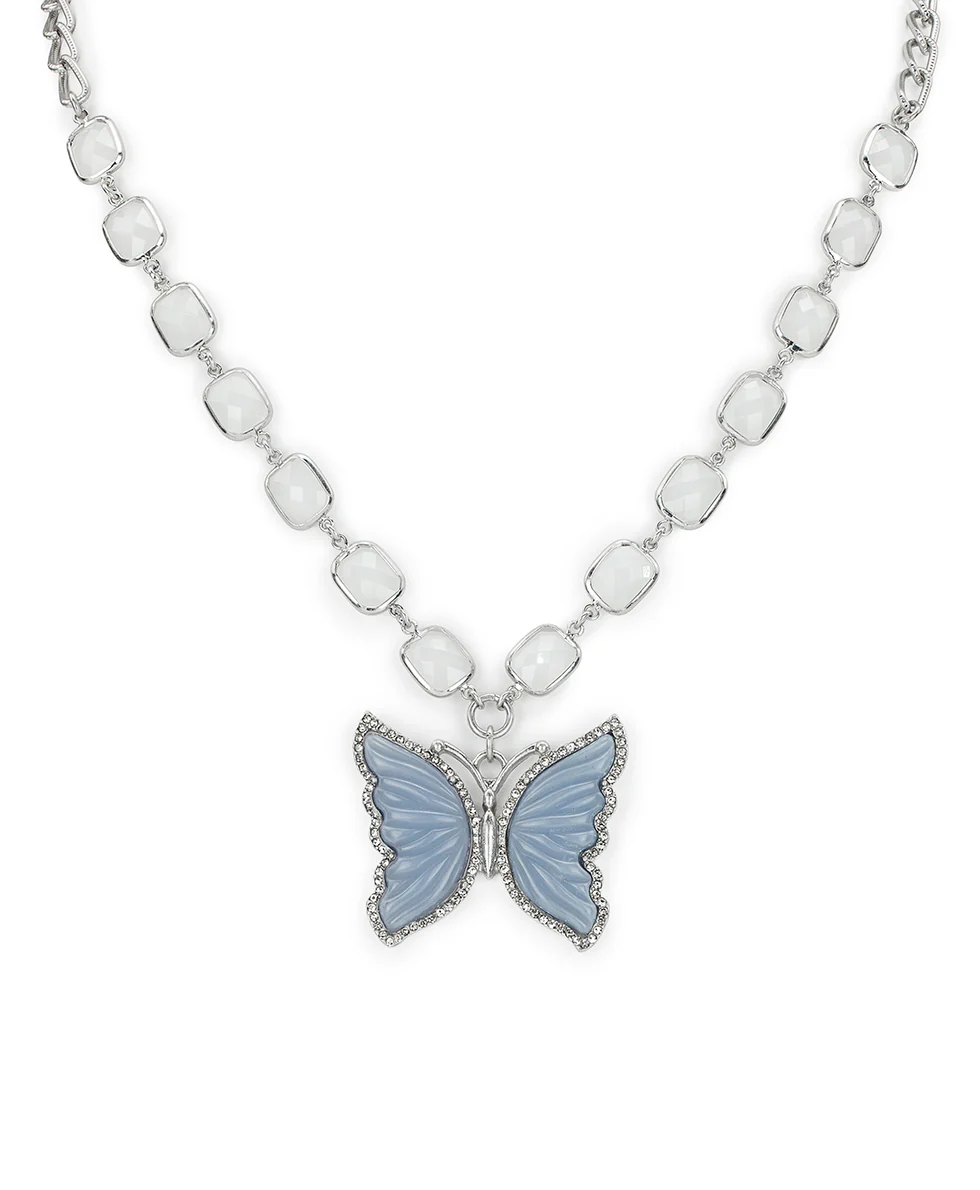 Large Butterfly Pendant Necklace - Blue Butterfly