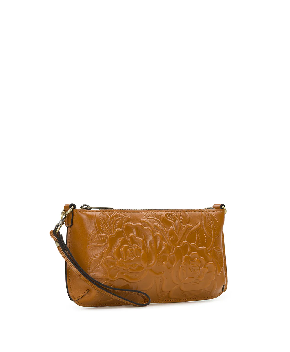 Laurina Wristlet Crossbody - Vintage Veg Tan Rose Tooled - Image 3