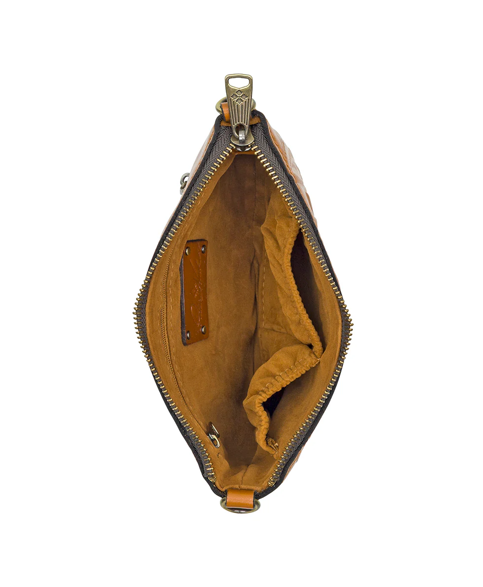 Laurina Wristlet Crossbody - Vintage Veg Tan Rose Tooled - Image 4
