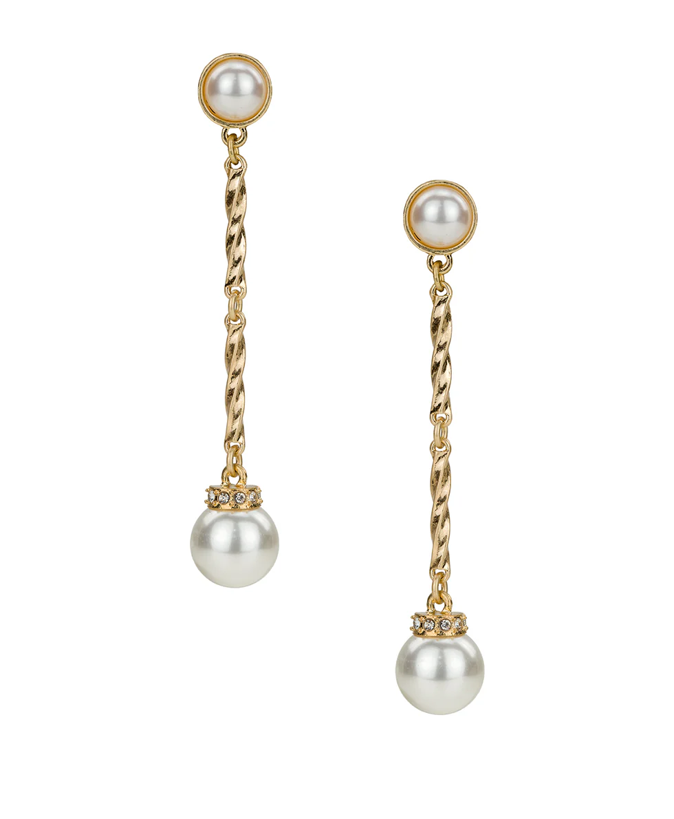 Long Bead Post Drop Earrings - Pearl Collection