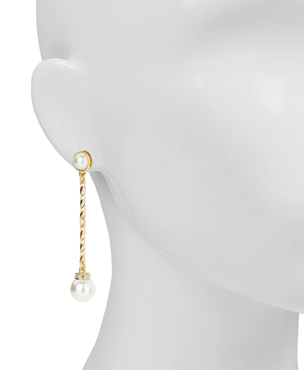 Long Bead Post Drop Earrings - Pearl Collection - Image 2