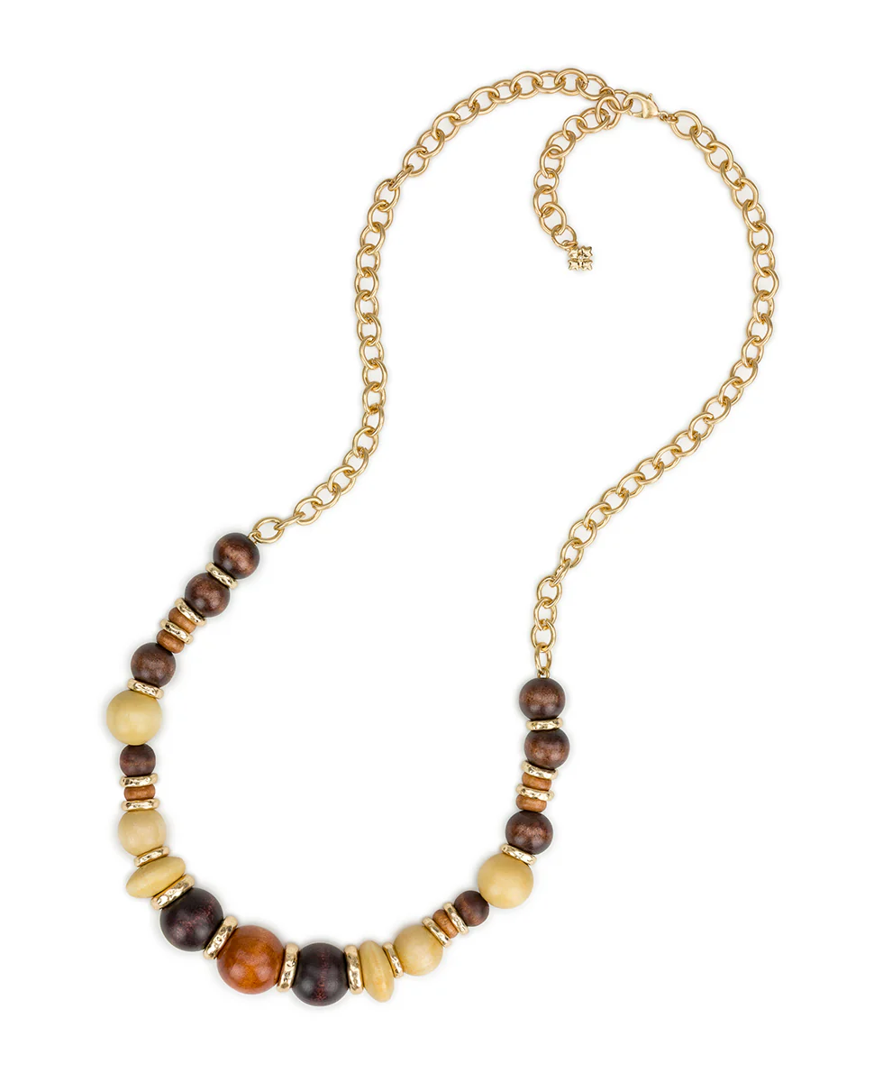 Long Beaded Necklace - Wood Butterfly Collection - Image 2
