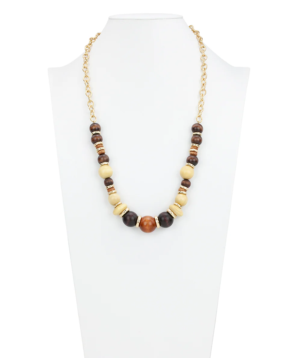 Long Beaded Necklace - Wood Butterfly Collection - Image 3
