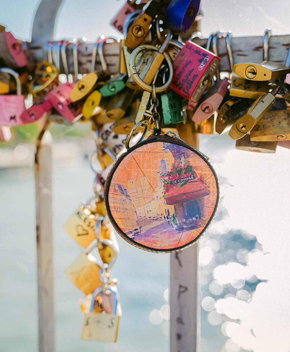 Macaroon Zip Around Bag Charm - Paris Map - Image 5