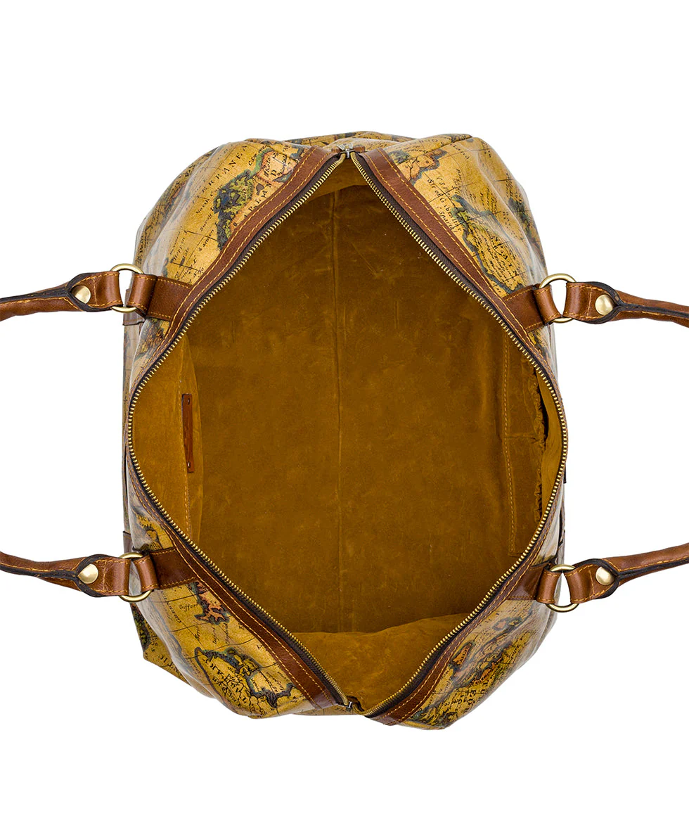 Milano Weekender Duffel Bag - European Map Leather - Image 4