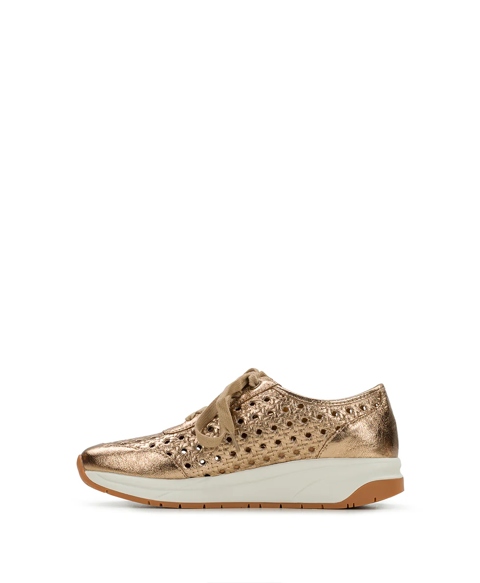 Milla Perforated Sneaker - Perforated Leather — Gold - Image 3