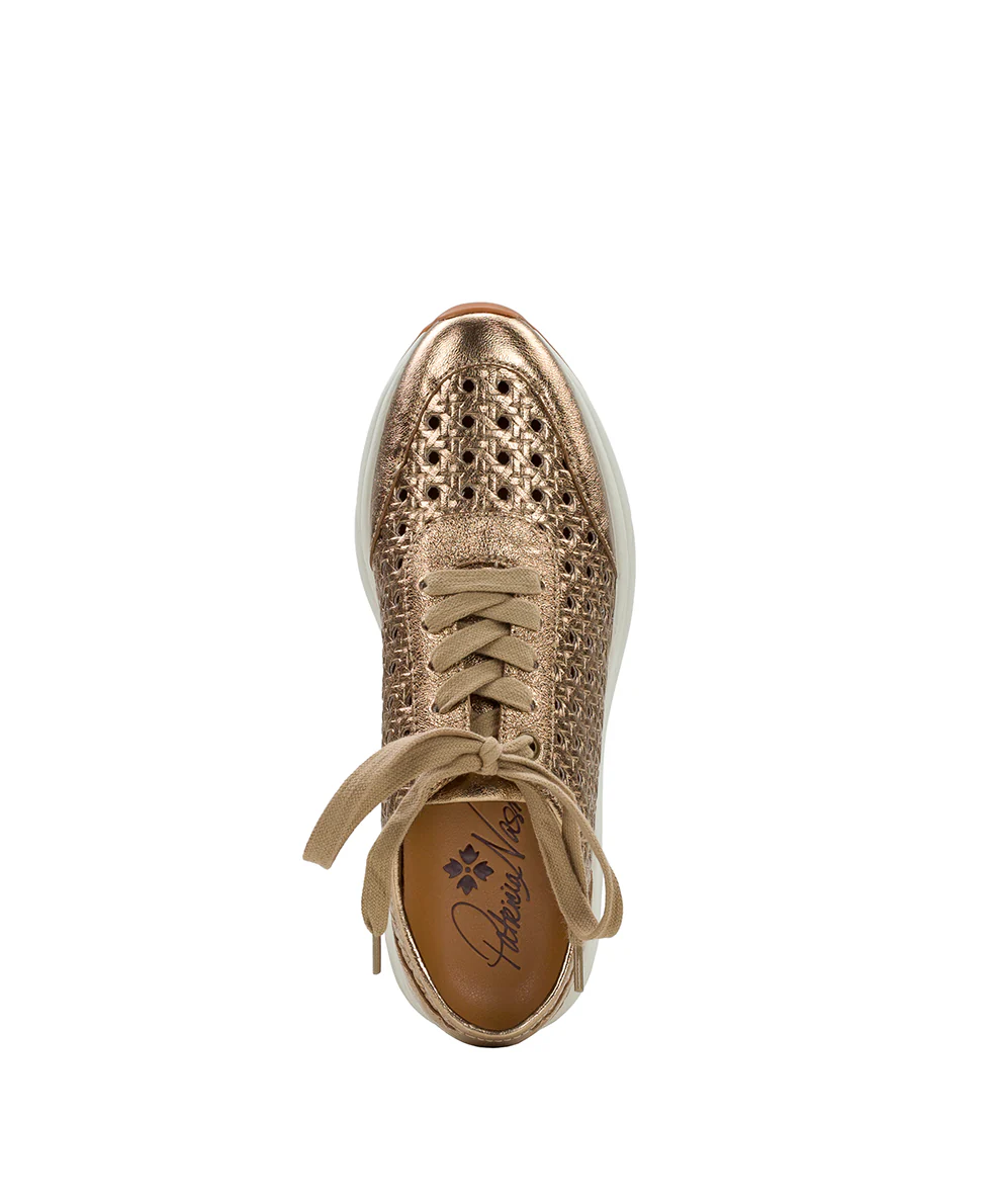 Milla Perforated Sneaker - Perforated Leather — Gold - Image 4