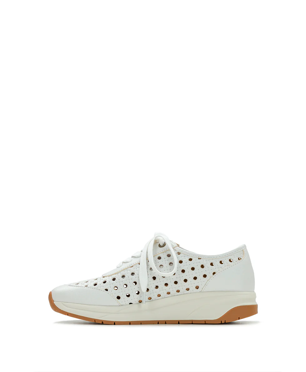 Milla Perforated Sneaker - Perforated Leather — White - Image 3