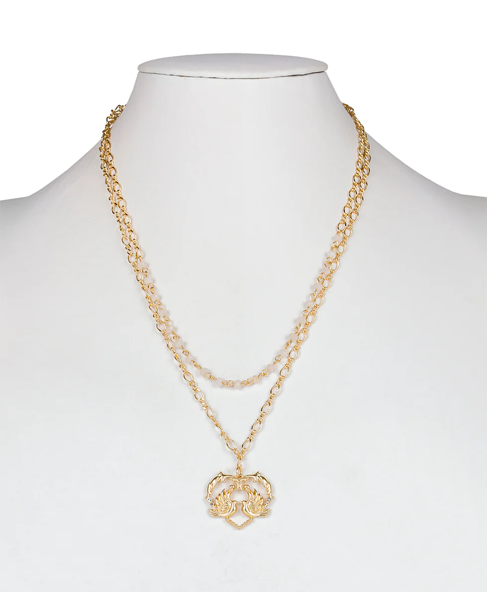 Mini Love Birds Heart Pendant Necklace - Love Birds - Image 3