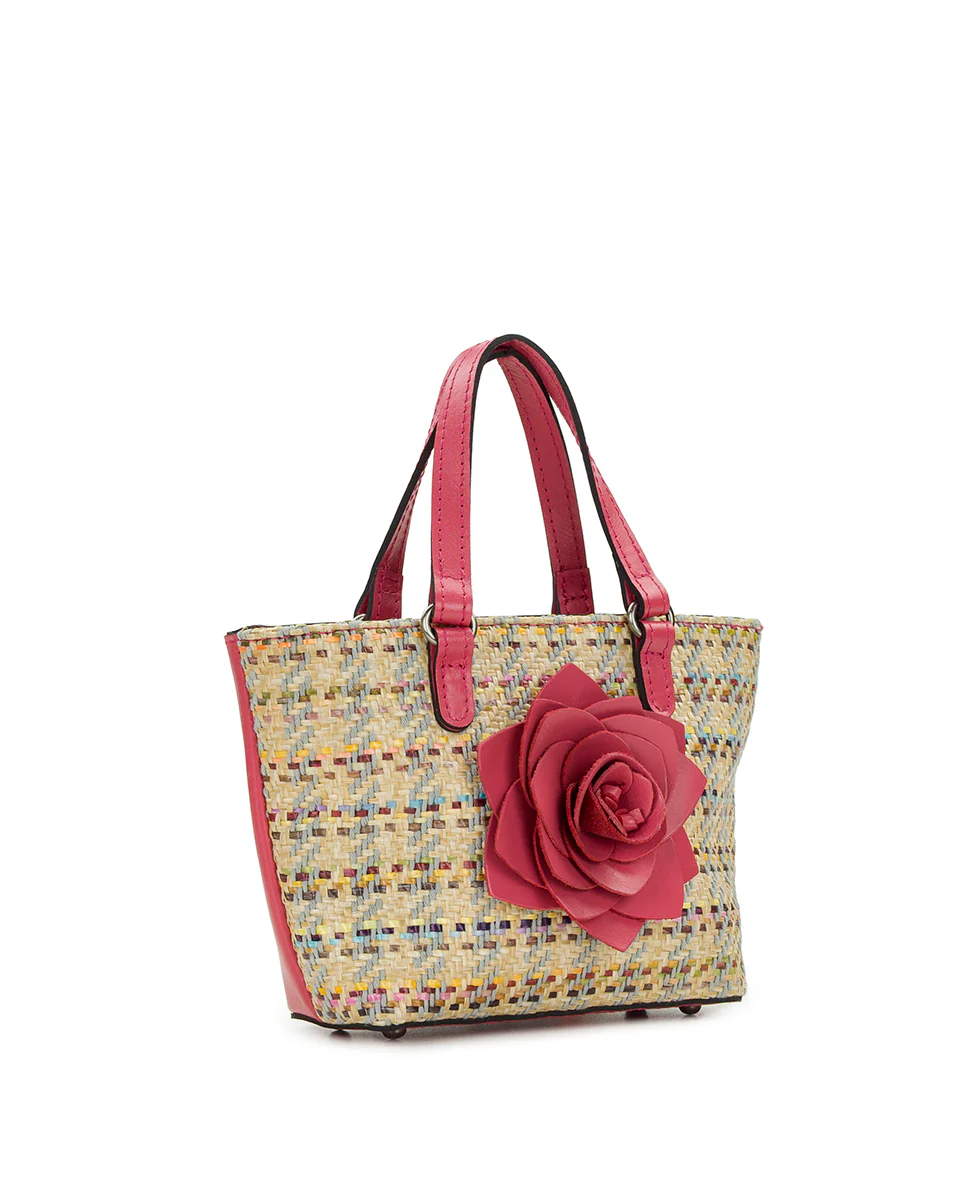 Mini Verzi Chain Crossbody Tote - Rose Spanish Raffia - Image 3