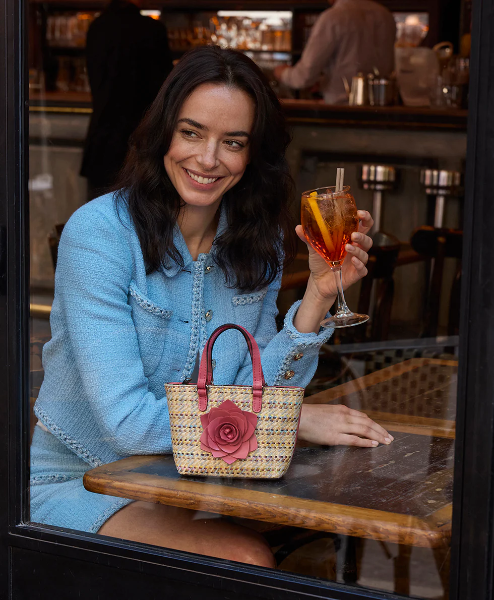 Mini Verzi Chain Crossbody Tote - Rose Spanish Raffia - Image 4