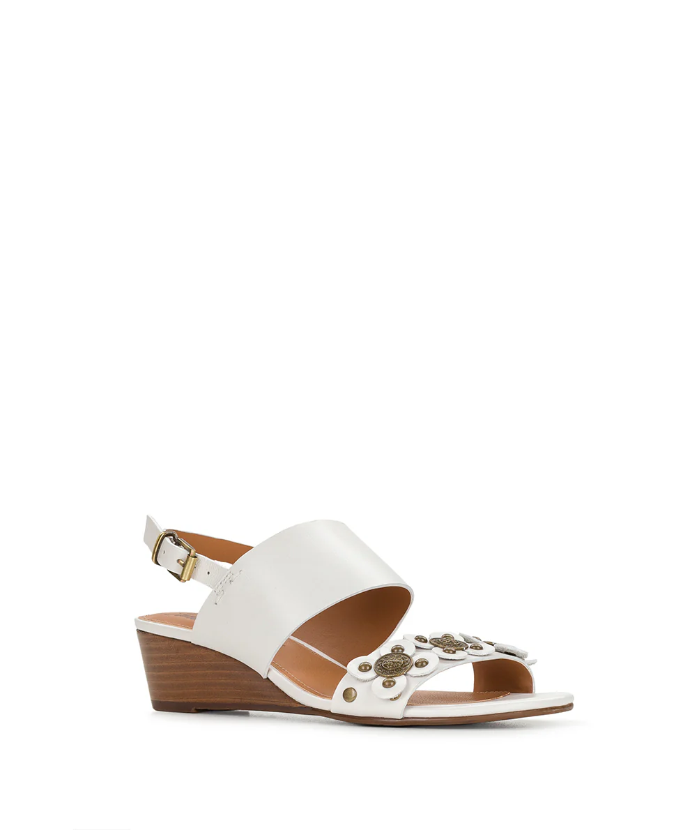 Mirella Wedge - Floral Embellishment - Chalk White