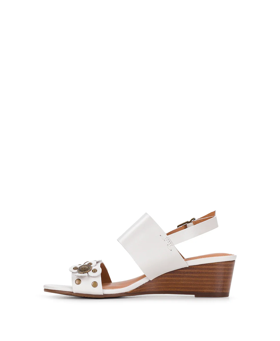 Mirella Wedge - Floral Embellishment - Chalk White - Image 3