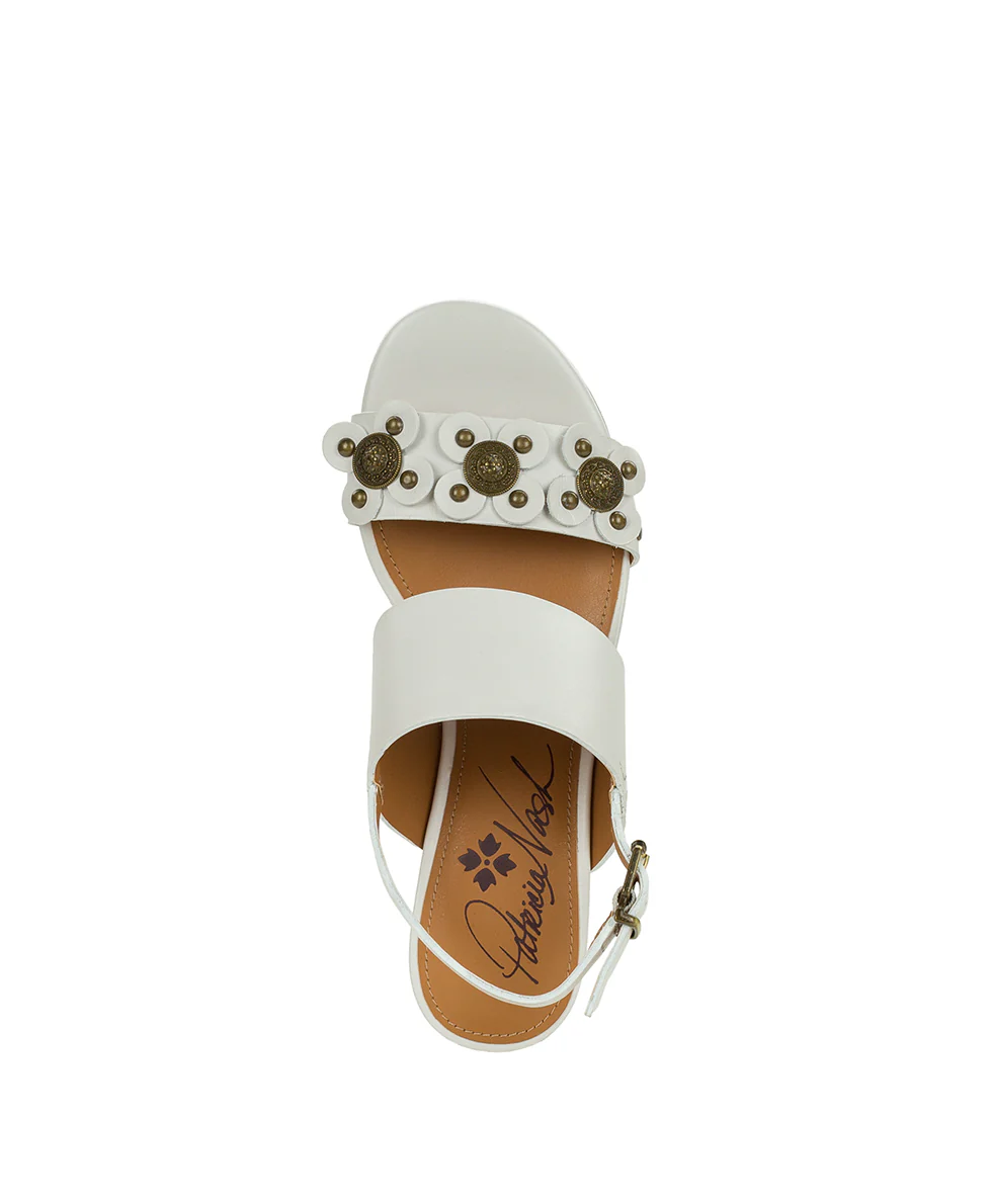 Mirella Wedge - Floral Embellishment - Chalk White - Image 5
