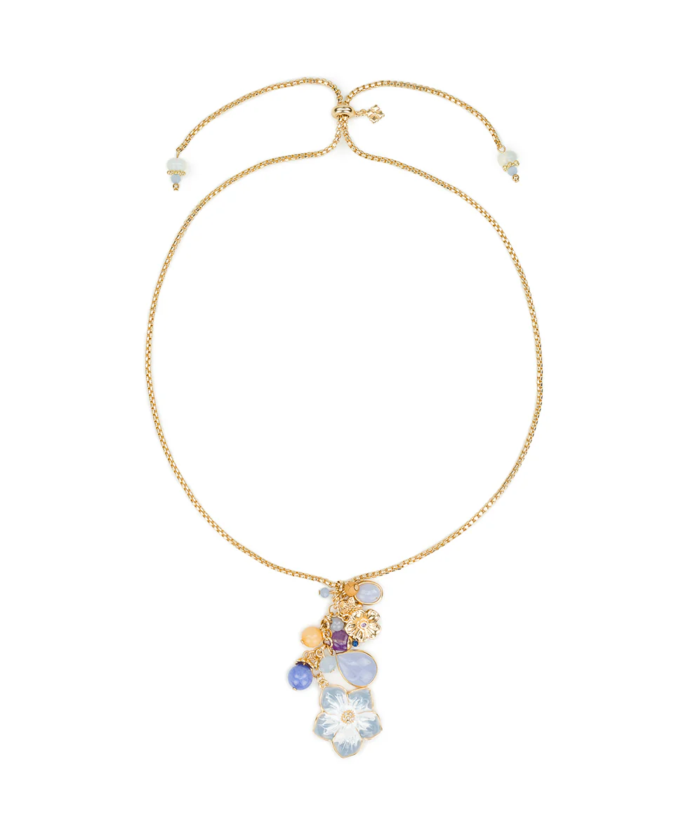 Multi Charm Necklace with Enamel Flower - Aegean Blooms - Image 2