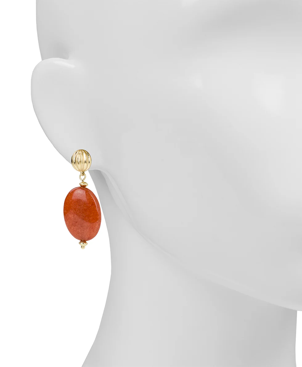 Oval Drop Post Earrings - Eclectic Bead - Image 2