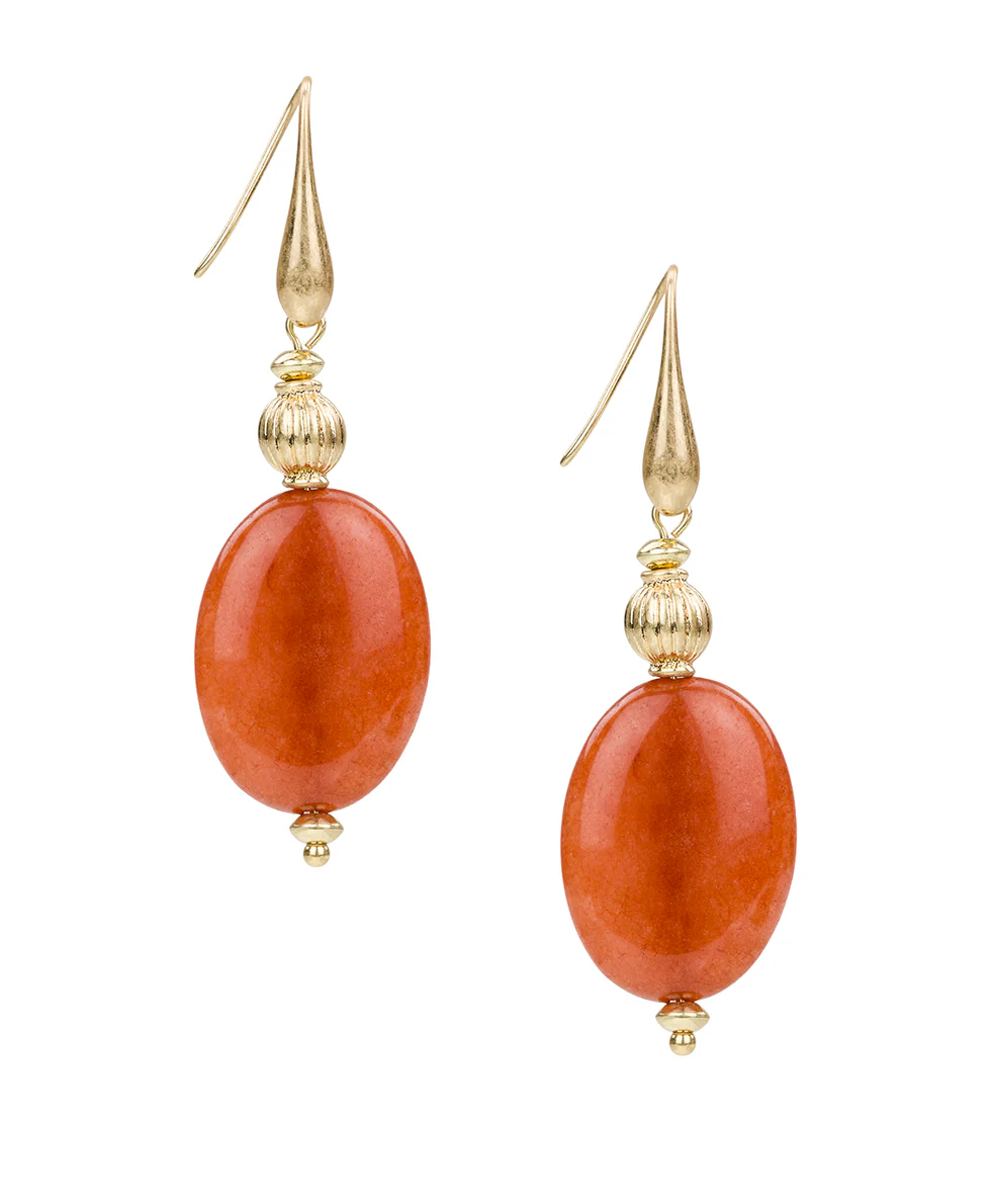 Oval Drop Wire Earrings - Eclectic Bead