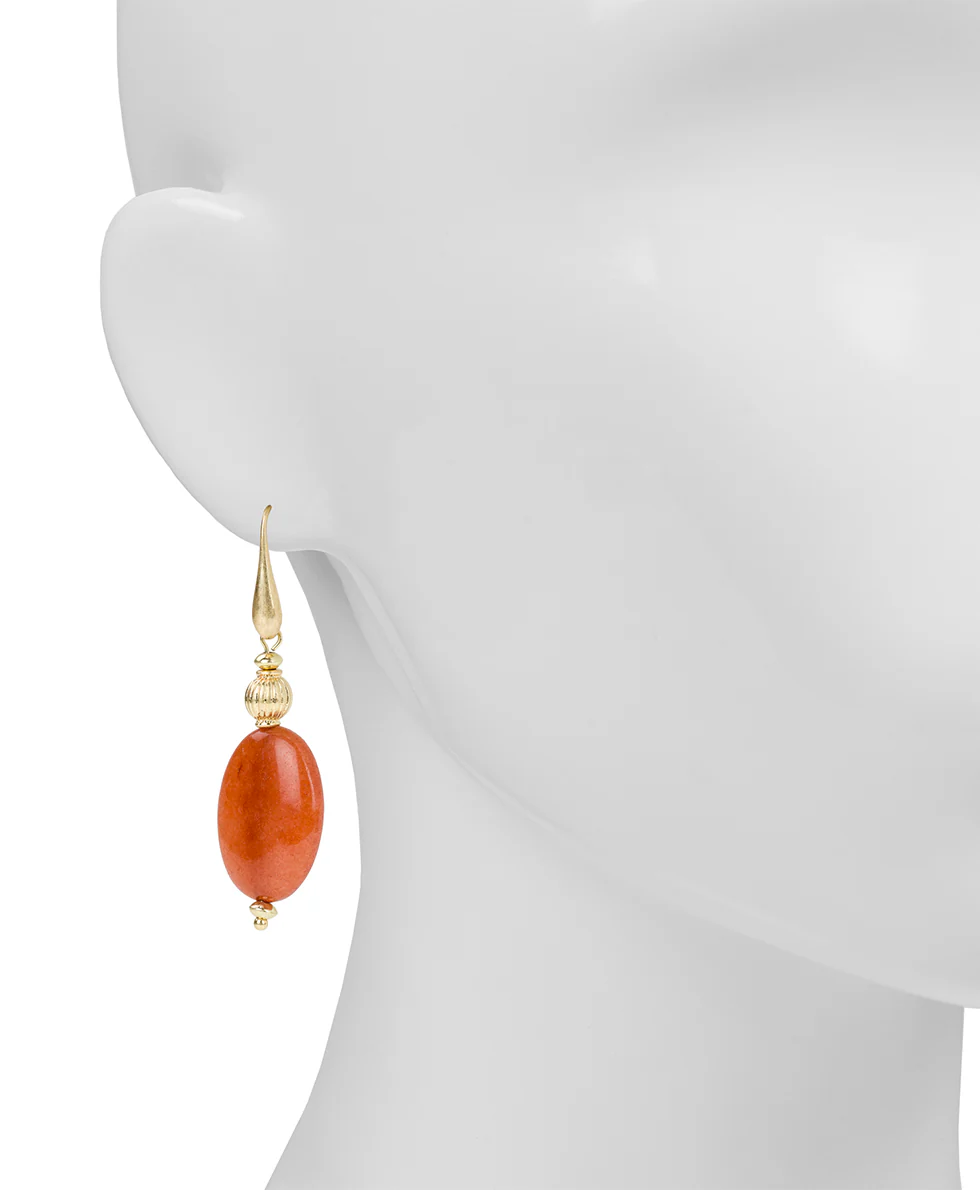 Oval Drop Wire Earrings - Eclectic Bead - Image 2
