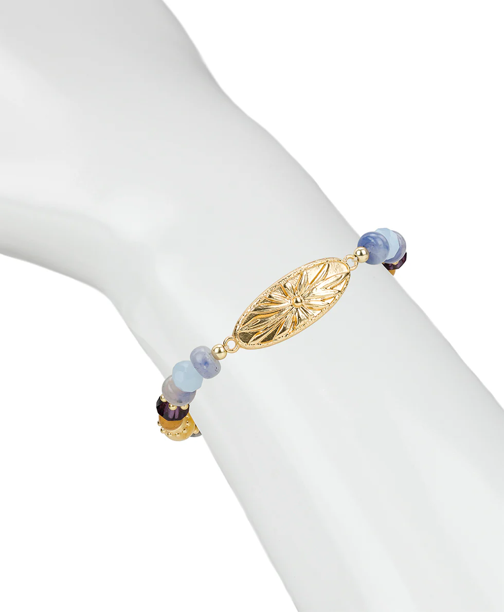 Oval Flower Stretch Bracelet - Aegean Blooms - Image 2
